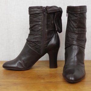 Jessica Bennett Brown Leather ZIp UP Heeled Boots Size 7.5